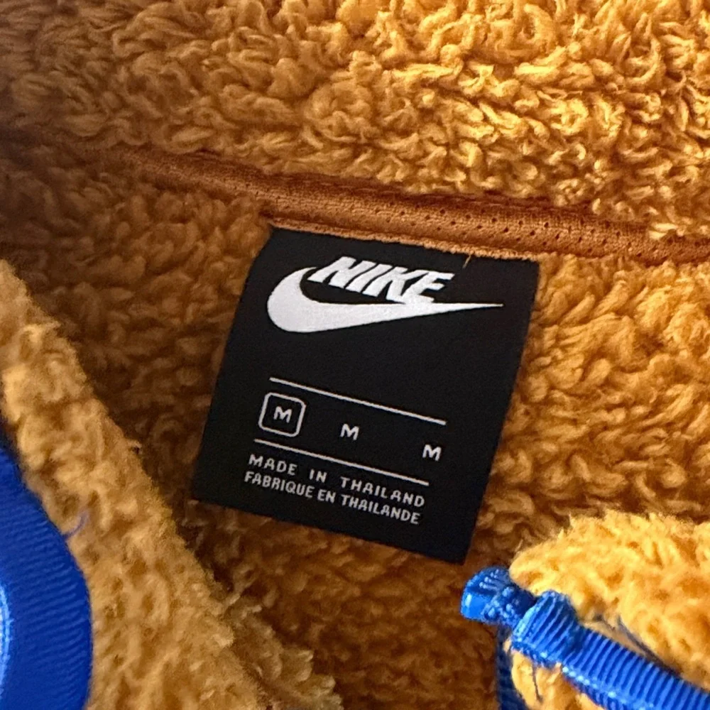 Nike Yellow-Orange Sherpa Quarter-Zip Pullover with Blue Trim Youth